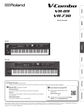 V-Combo VR-09-B | V-Combo VR-730 | Roland V-Combo VR-09 Live Performance Keyboard Manuel du propriétaire | Fixfr