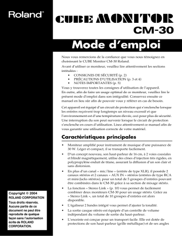 Roland CM-30 Moniteur CUBE Manuel du propriétaire | Fixfr