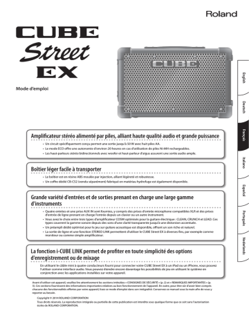 Roland CUBE Street EX PA Pack Battery-Powered Stereo Amplifier Manuel du propriétaire | Fixfr