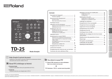 Roland TD-25K V-Drums Manuel du propriétaire | Fixfr
