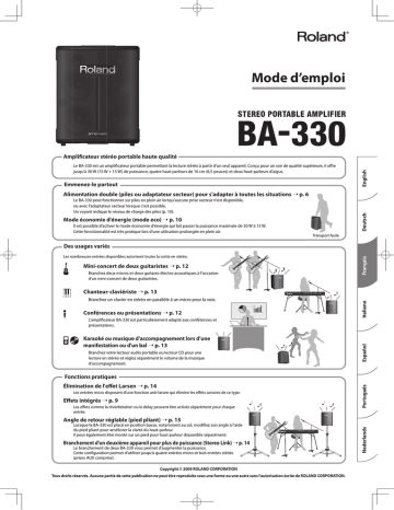 Roland BA-330 Ampli Stéréo Nomade Manuel du propriétaire | Fixfr