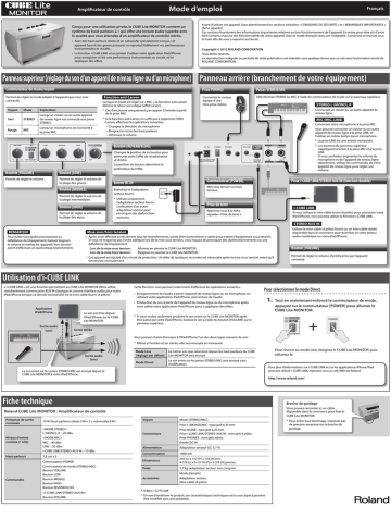 Roland CUBE Lite MONITOR Ampli d'écoute Manuel du propriétaire | Fixfr