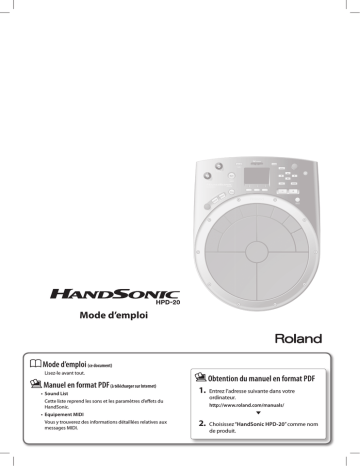 Roland HandSonic HPD-20 Handsonic 20 Manuel du propriétaire | Fixfr