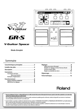 Roland GR-S V-Guitar Space Manuel du propriétaire