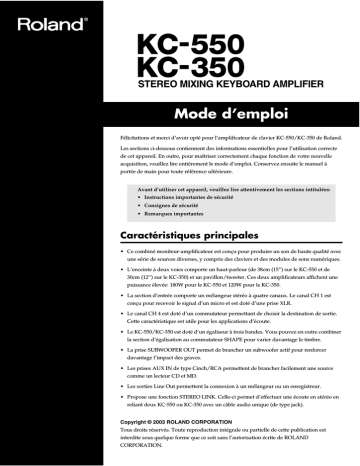 Roland KC-350 Ampli Clavier Manuel du propriétaire | Fixfr