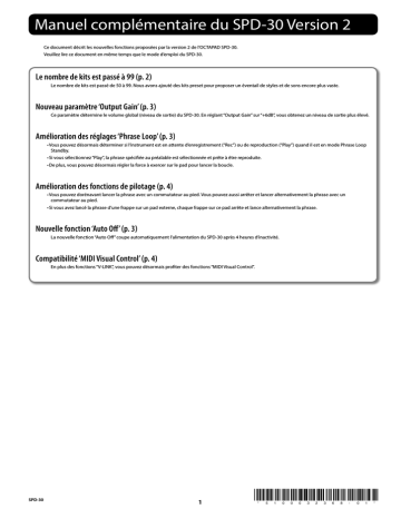 Roland OCTAPAD SPD-30 Version 2 Multipad de percussion Manuel du propriétaire | Fixfr