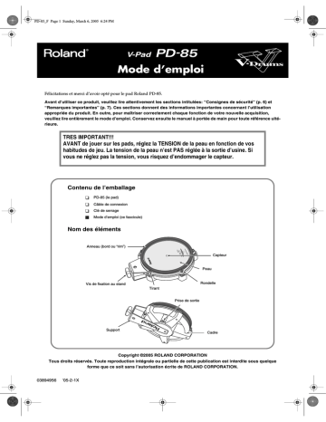 Roland PD-85 V-Pad Manuel du propriétaire | Fixfr