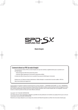 Roland SPD-SX Multipad d'échantillonage Manuel du propriétaire