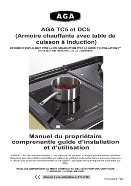 AGA TC5 & DC5 Hotcupboard Induction Hob Owners Guide Manuel du propriétaire