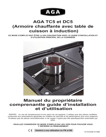 AGA TC5 & DC5 Hotcupboard Induction Hob Owners Guide Manuel du propriétaire | Fixfr