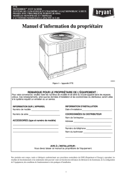 Bryant 577E Preferred™ Series Gas Heat/Electric Cool Systems Manuel du propriétaire