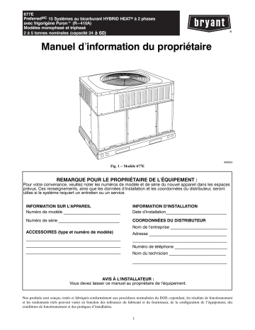 Bryant 677E Preferred™ Series Gas Heat/Electric Cool Systems Manuel du propriétaire | Fixfr