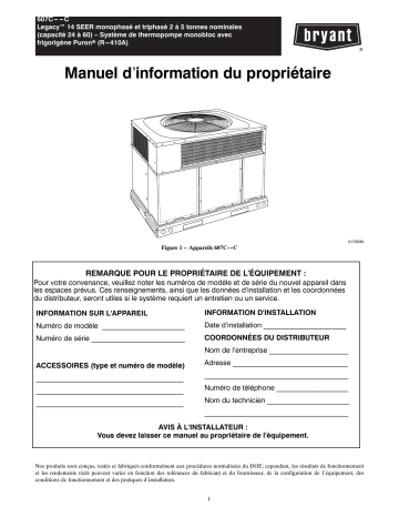 Bryant 607C Legacy™ Line Heat Pump Systems Manuel du propriétaire | Fixfr