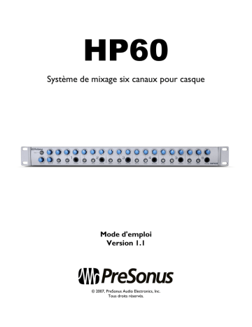 PRESONUS HP60 Manuel du propriétaire | Fixfr