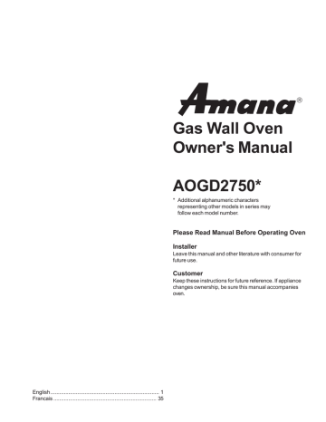 Amana AOGD2750 Series Manuel du propriétaire | Fixfr