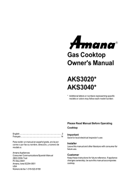 Amana AKS3020 Manuel utilisateur