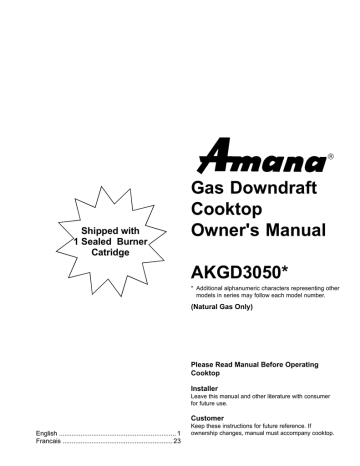 Amana AKGD3050 Manuel utilisateur | Fixfr