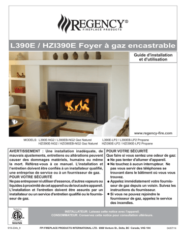 Regency Fireplace Products HZI390E Manuel du propriétaire | Fixfr