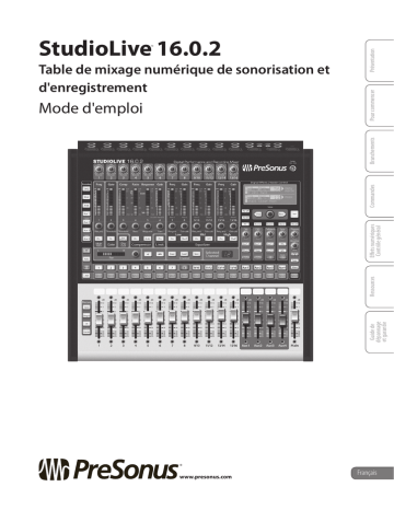 PRESONUS StudioLive 16.0.2 Manuel du propriétaire | Fixfr