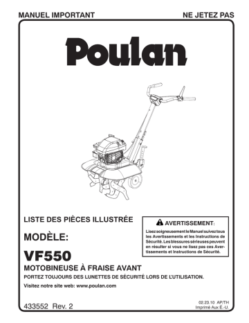 Poulan VF550 Manuel utilisateur | Fixfr