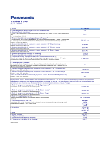 Product information | Panasonic NA128VB4 Manuel utilisateur | Fixfr