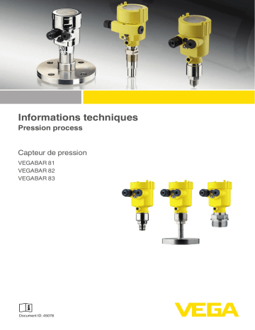 VEGABAR 82 | VEGABAR 83 | Vega VEGABAR 81 Pressure transmitter with chemical seal Information produit | Fixfr