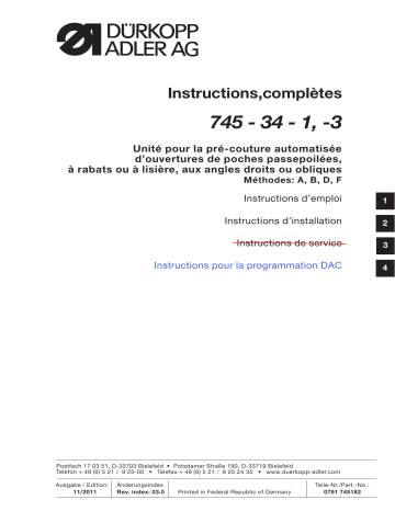 DURKOPP ADLER 745-34-1/-3 Manuel utilisateur | Fixfr