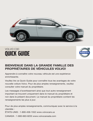 Manuel utilisateur | Volvo C30 2008 Late Guide de démarrage rapide | Fixfr