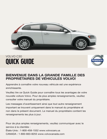 Manuel utilisateur | Volvo C30 2008 Early Guide de démarrage rapide | Fixfr