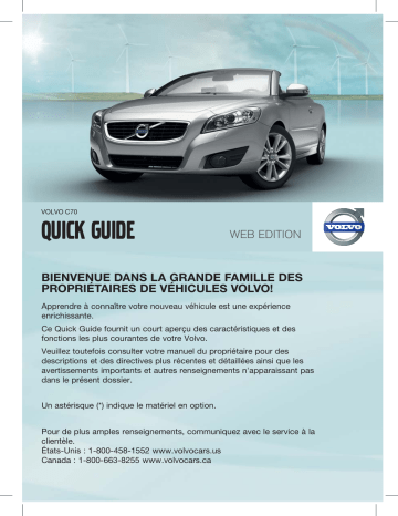 Manuel utilisateur | Volvo C70 2012 Late Guide de démarrage rapide | Fixfr
