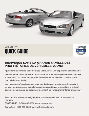 Manuel utilisateur | Volvo C70 2009 Early Guide de démarrage rapide | Fixfr