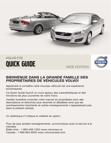 Manuel utilisateur | Volvo C70 2010 Late Guide de démarrage rapide | Fixfr