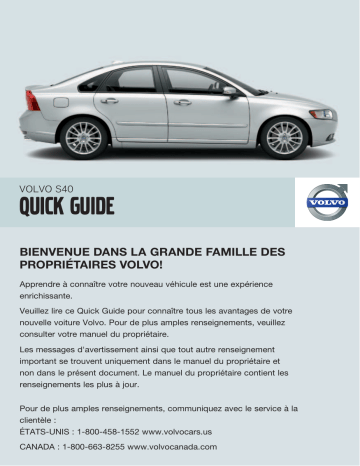 Manuel utilisateur | Volvo S40 2008 Late Guide de démarrage rapide | Fixfr