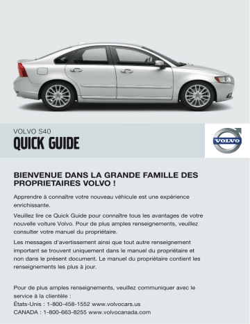Manuel utilisateur | Volvo S40 2008 Early Guide de démarrage rapide | Fixfr