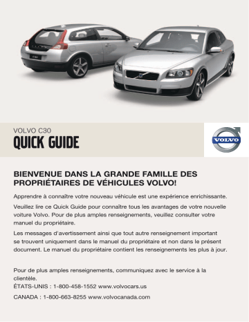 Manuel utilisateur | Volvo C30 2009 Early Guide de démarrage rapide | Fixfr