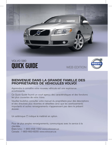 Manuel utilisateur | Volvo S80 2012 Late Guide de démarrage rapide | Fixfr