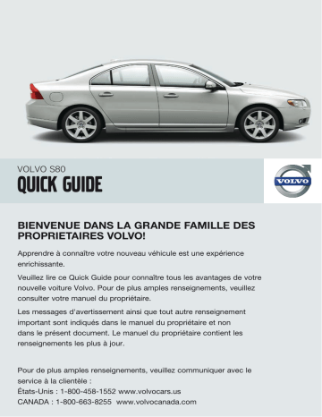 Manuel utilisateur | Volvo S80 2008 Early Guide de démarrage rapide | Fixfr