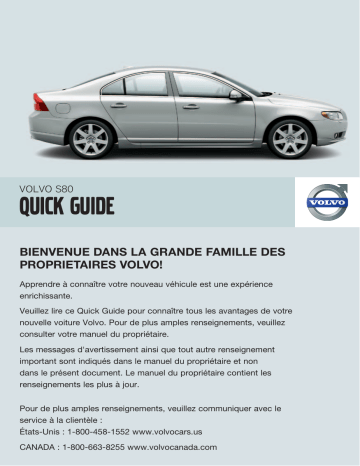 Manuel utilisateur | Volvo S80 2008 Late Guide de démarrage rapide | Fixfr