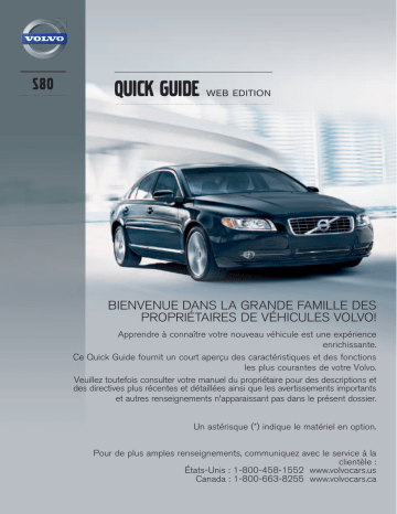 Manuel utilisateur | Volvo S80 2013 Early Guide de démarrage rapide | Fixfr