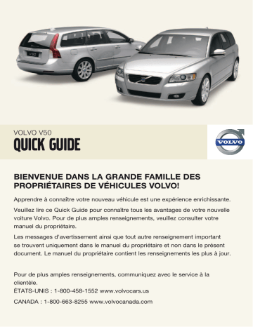 Manuel utilisateur | Volvo V50 2009 Early Guide de démarrage rapide | Fixfr
