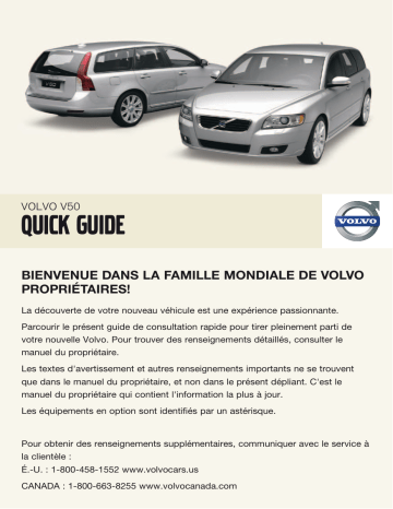 Manuel utilisateur | Volvo V50 2009 Late Guide de démarrage rapide | Fixfr