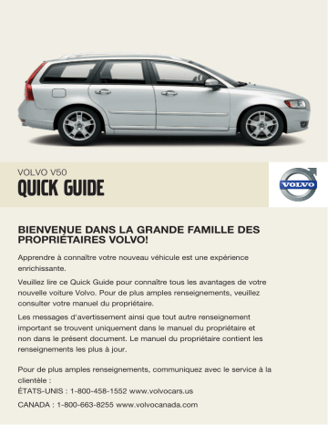 Manuel utilisateur | Volvo V50 2008 Late Guide de démarrage rapide | Fixfr