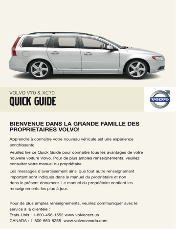 Manuel utilisateur | Volvo V70 2008 Early Guide de démarrage rapide | Fixfr