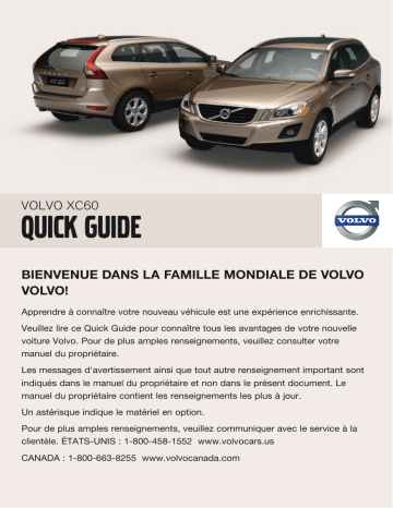 Manuel utilisateur | Volvo XC60 2009 Guide de démarrage rapide | Fixfr