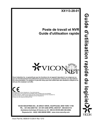 Manuel utilisateur | Vicon Workstation Guide de démarrage rapide | Fixfr