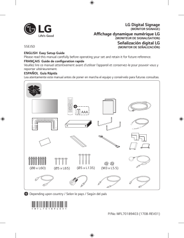 LG 55EJ5D-B Guide d'installation rapide | Fixfr