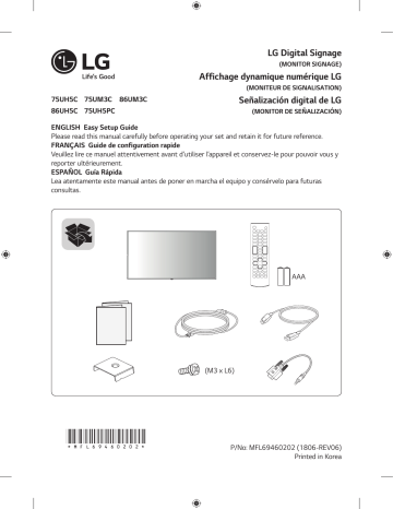 LG 86UH5C-B Guide d'installation rapide | Fixfr