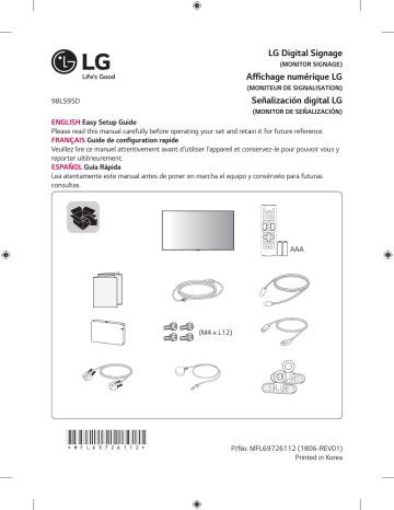 LG 98LS95D-B Guide d'installation rapide | Fixfr