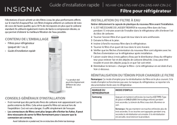 NS-HAF-CIN-2 | Insignia NS-HAF-CIN-1 Water Filter for Select Samsung Refrigerators (1-Pack) Guide d'installation rapide | Fixfr
