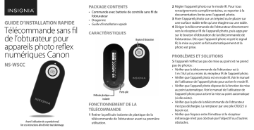 Insignia NS-WSCC Wireless Remote Shutter Control for Canon Guide d'installation rapide | Fixfr